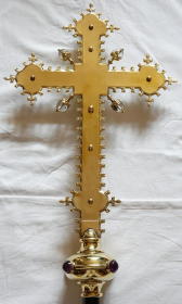 Brass Gothic Processional Crucifix